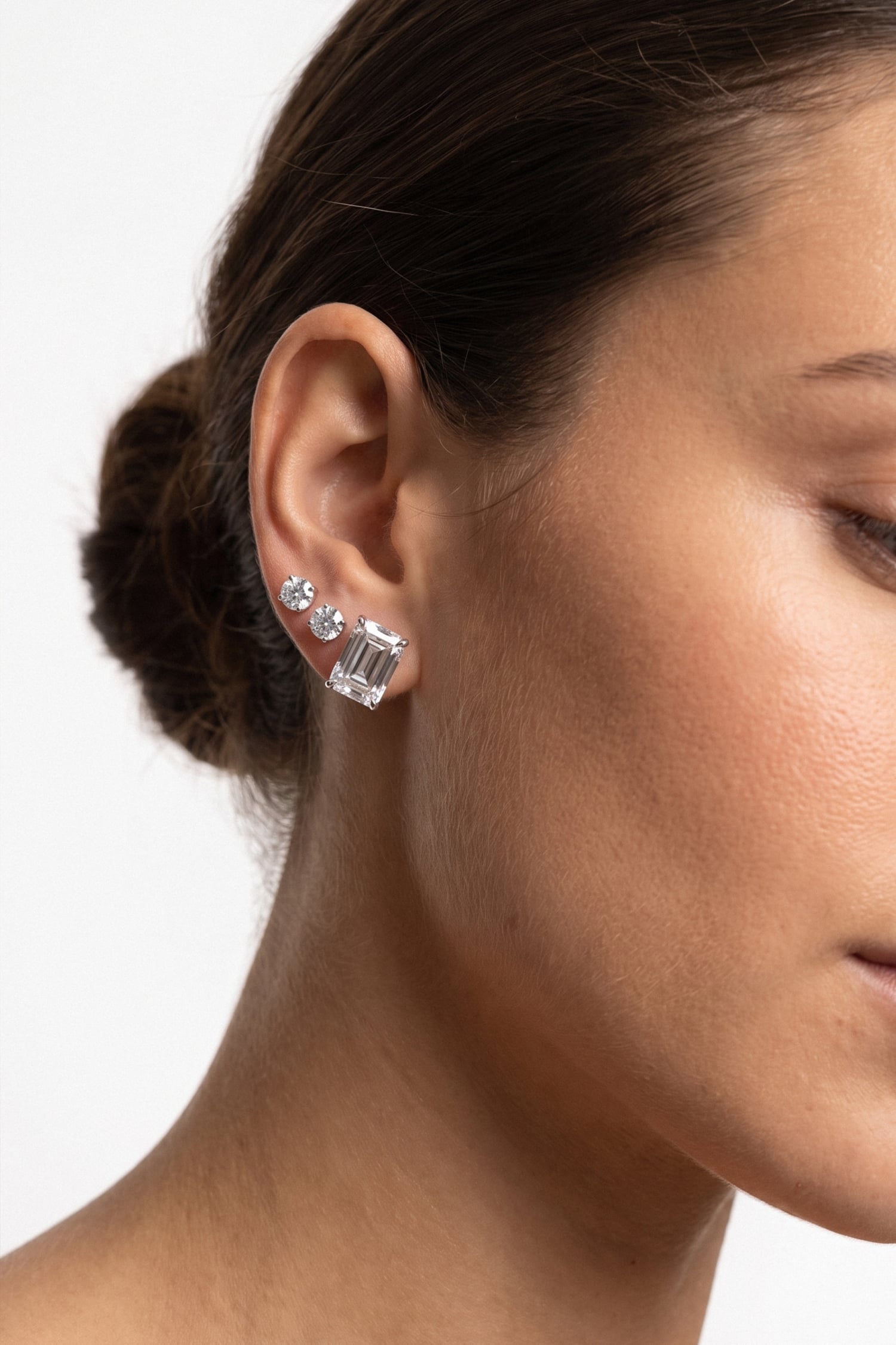 Emerald cut Studs.