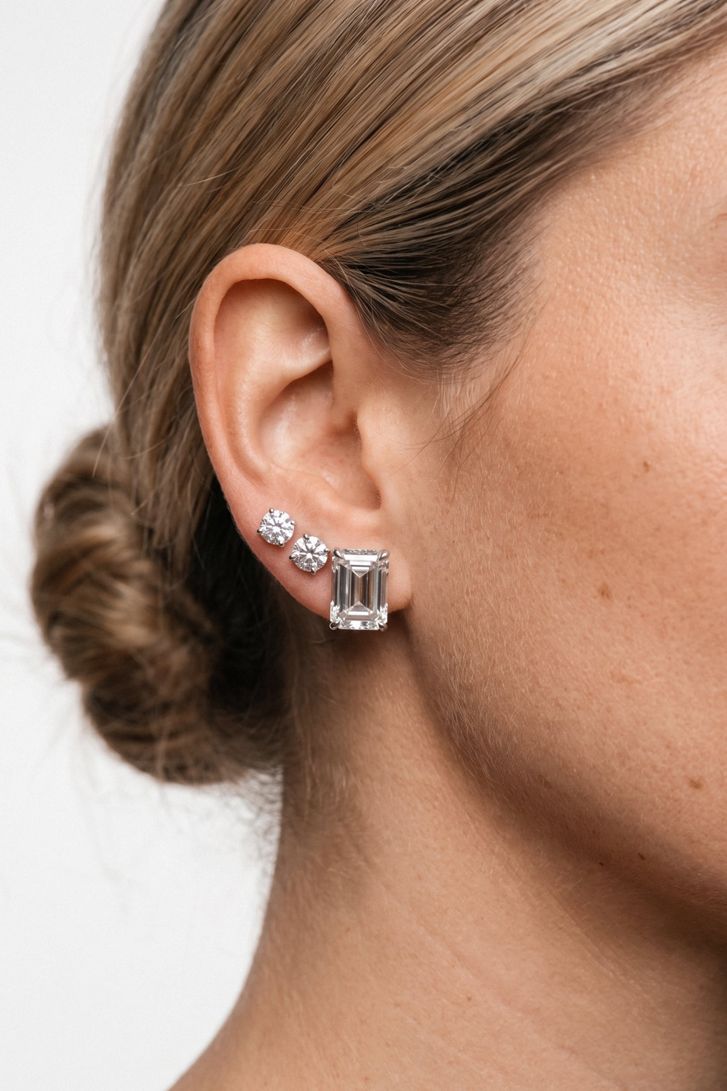 Emerald cut Studs.