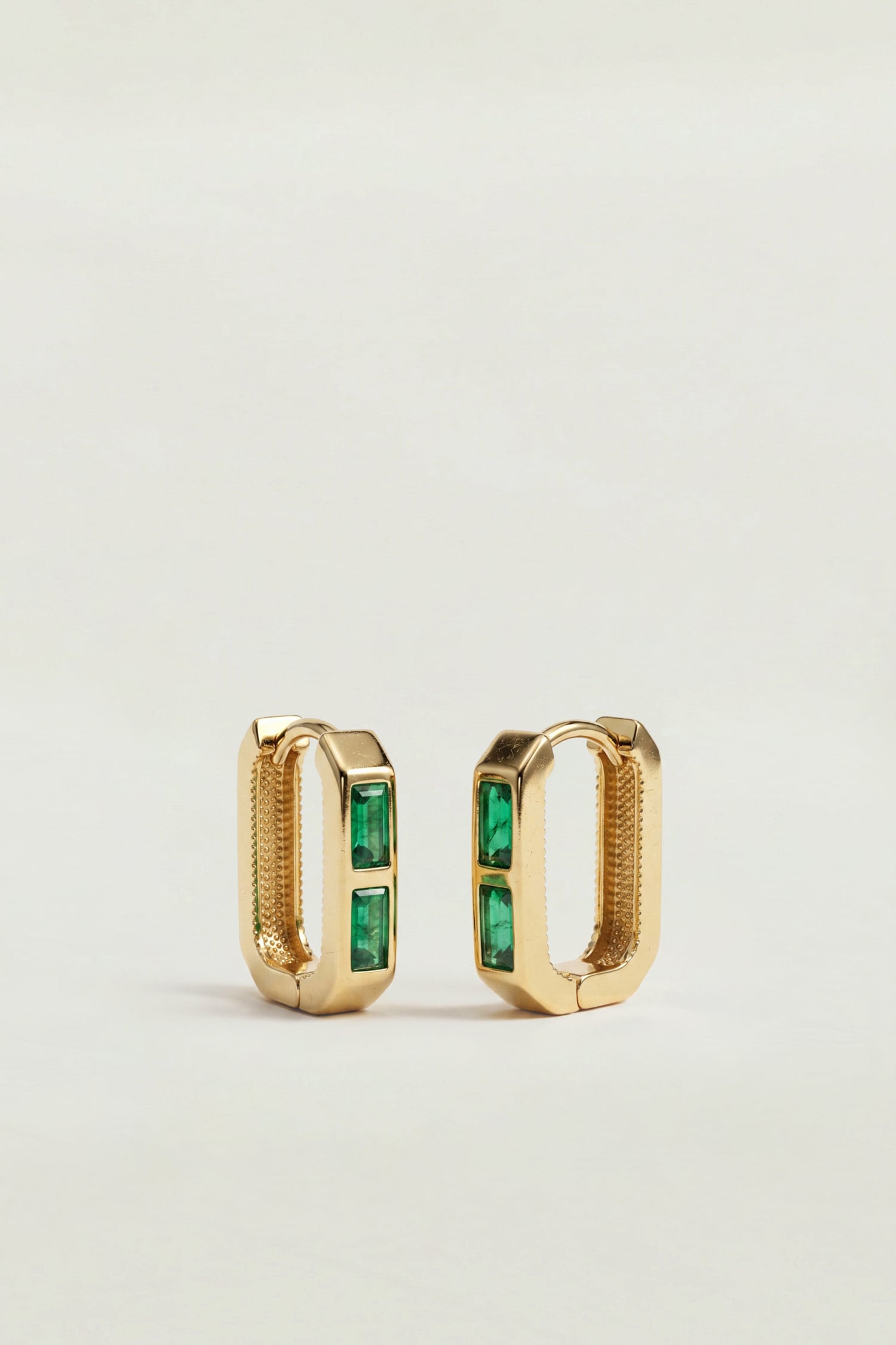 Emerald Cut Huggies.