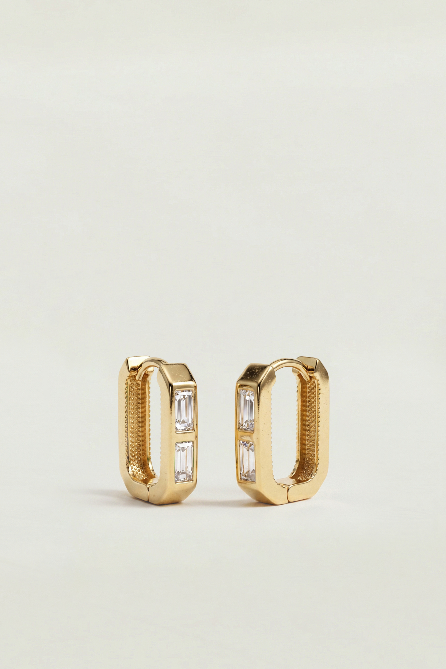 Emerald Cut Huggies.