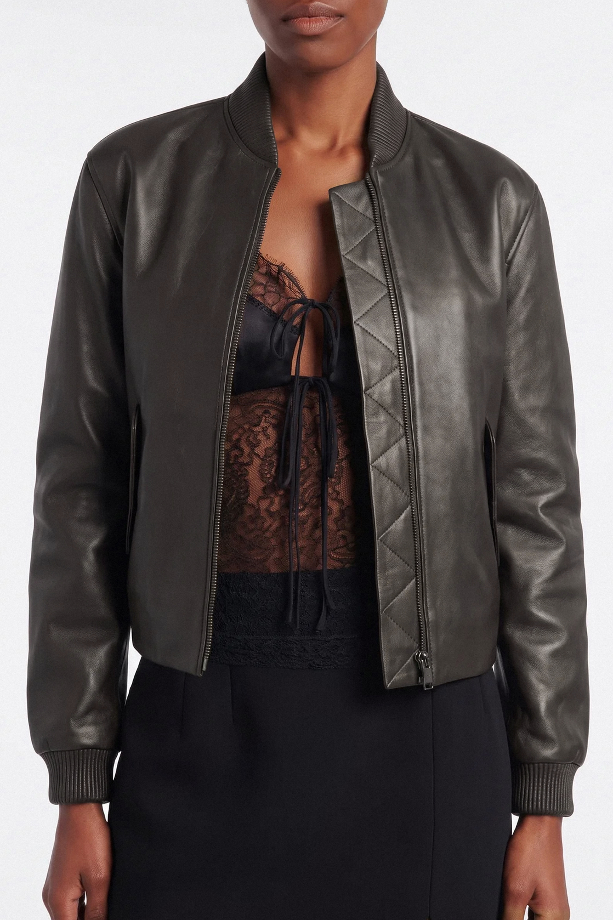 Helen Dark Olive Bomber.